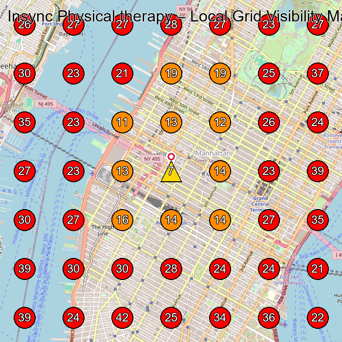 Insync Physical therapy GeoGrid visibility map for Physical Therapy Clinic in New York